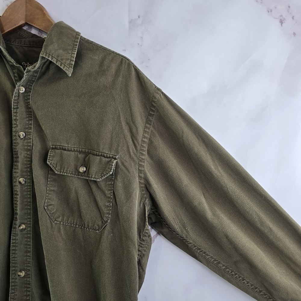 St Johns Bay Shirt Mens Medium Brown Long Sleeve Button Lightweight Bay Twill - Picture 14 of 15